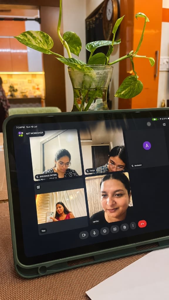 Live interactive online art therapy workshop session